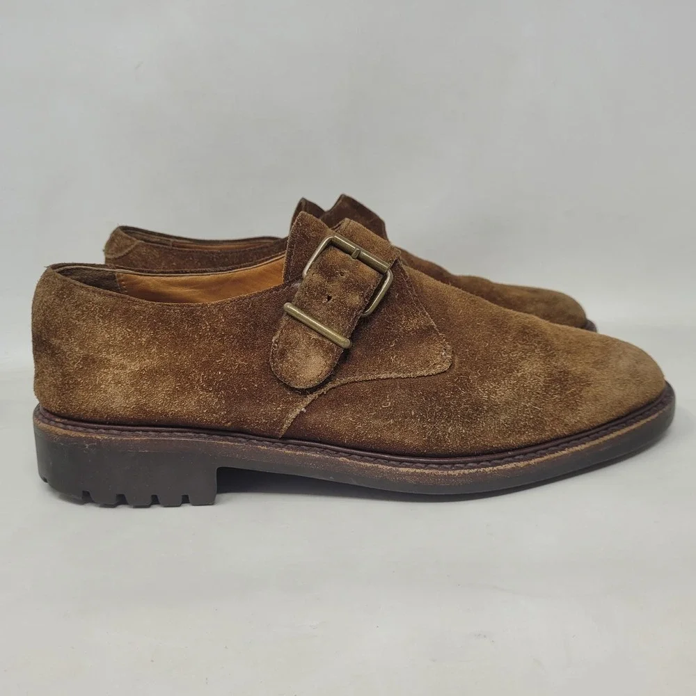 VTG Polo Ralph Lauren Country Shoes 9.5 Brown Suede Monk Strap Oxford Caldwell